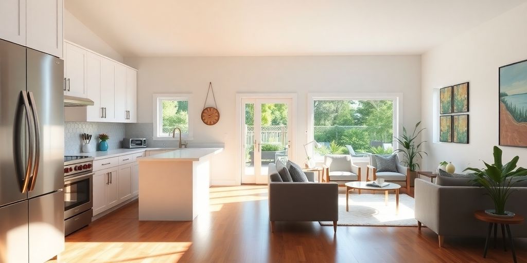Modern home interior with bright, open spaces.