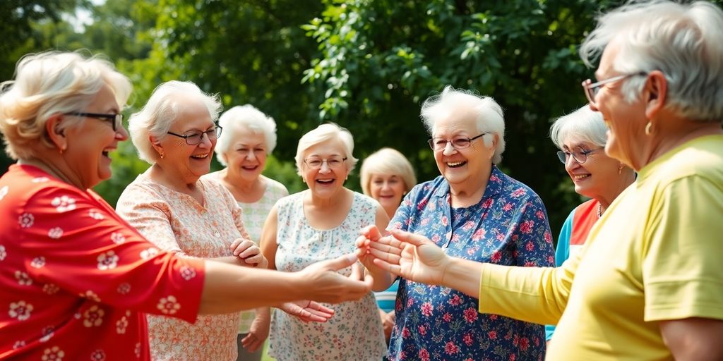 Seniors enjoying outdoor activities together in a park.