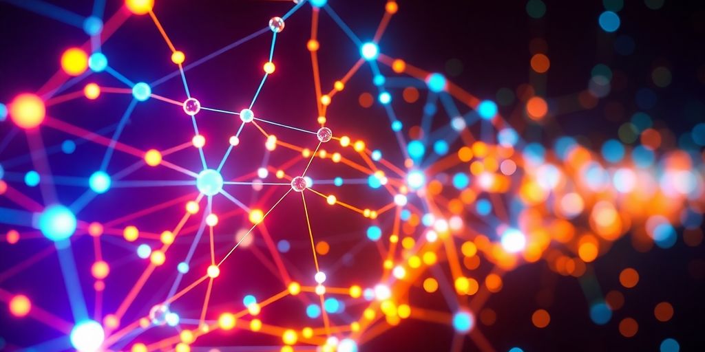 Abstract neural network patterns glowing brightly.
