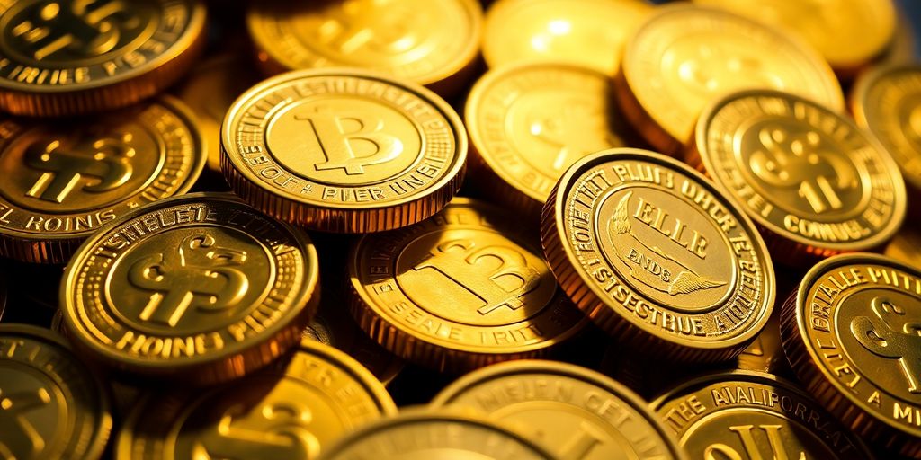 Pièces de monnaie en or empilées brillantes.