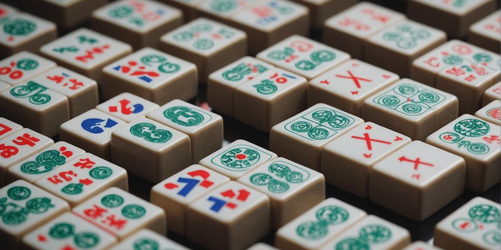 Numbered Mahjong tiles neatly arranged in a pattern.