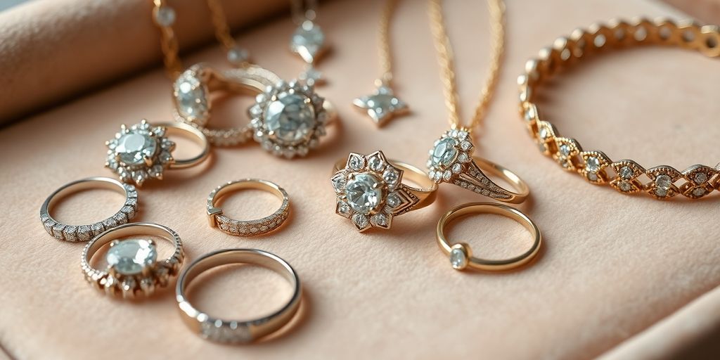 Bijoux élégants sur un fond en velours doux.