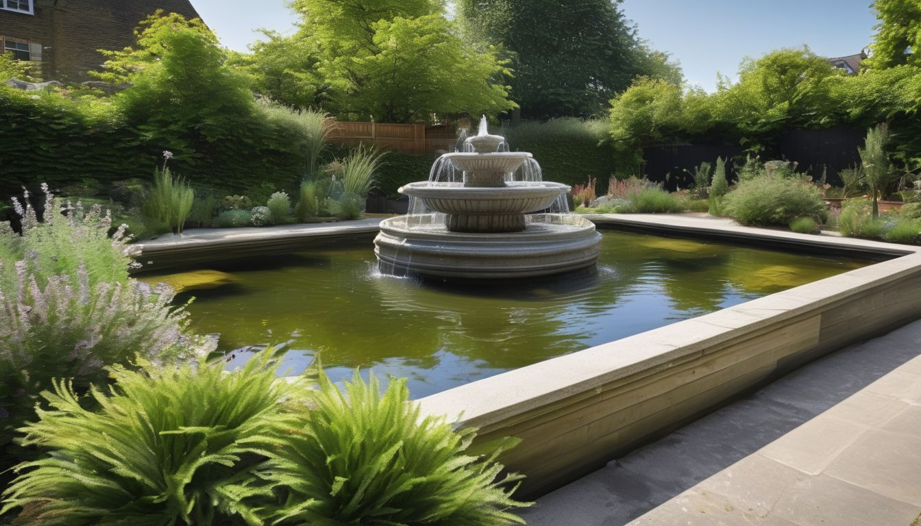 London garden pond fountain