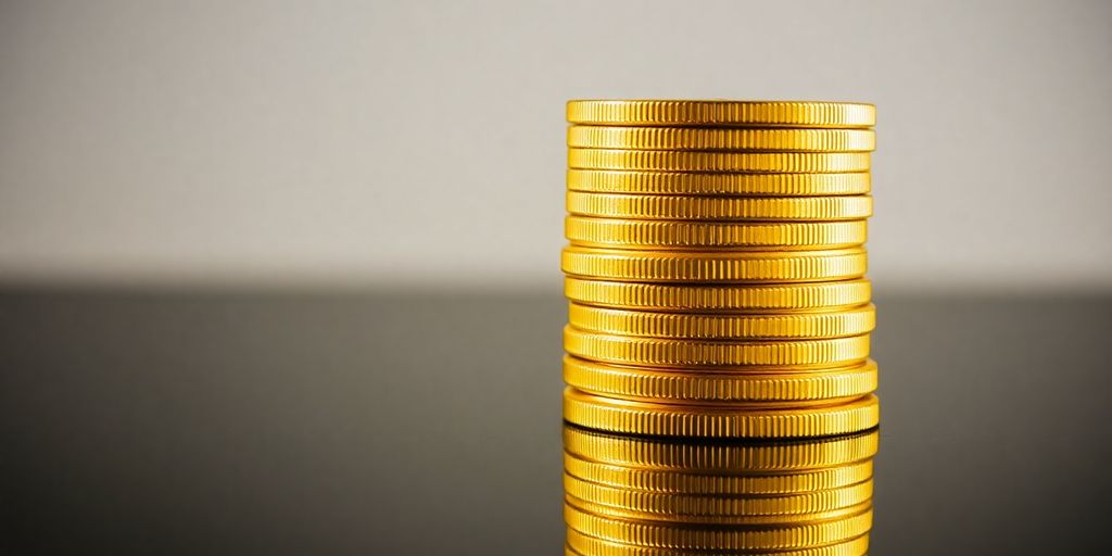 Pièces d'or empilées