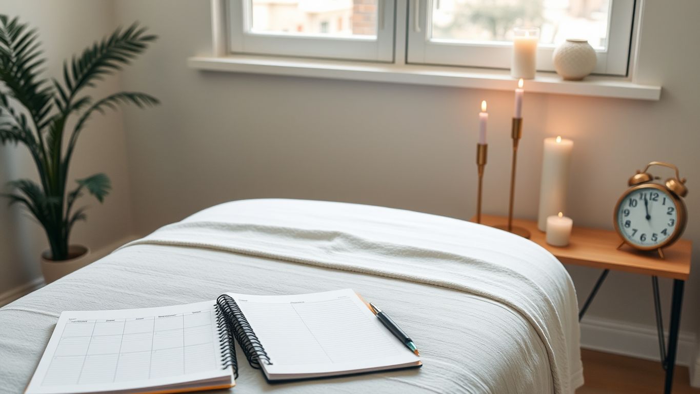 Massage table with planner and clock