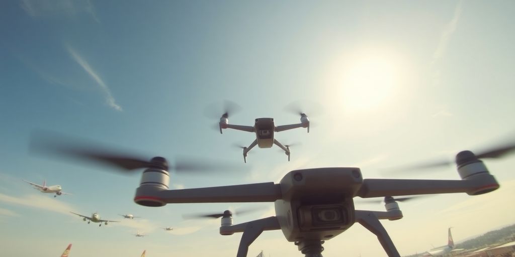 Drone survolant un meeting aérien