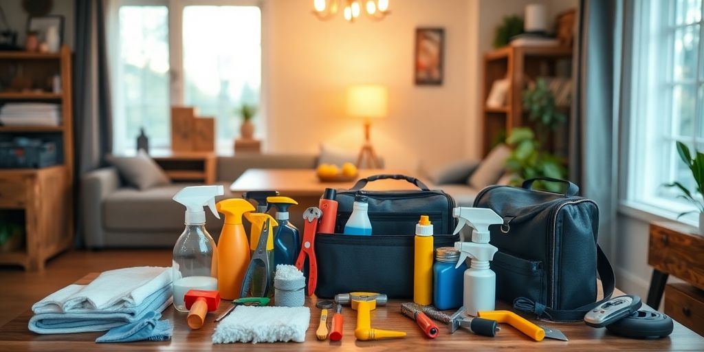 Cozy home interior with essential service tools displayed.