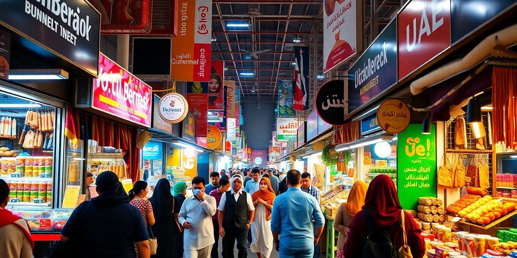 Vibrant market scene showcasing diverse business opportunities in UAE.