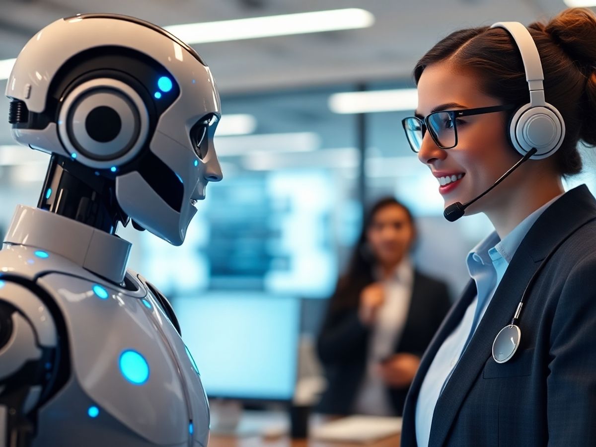 AI agent and human representative collaborating in customer support.