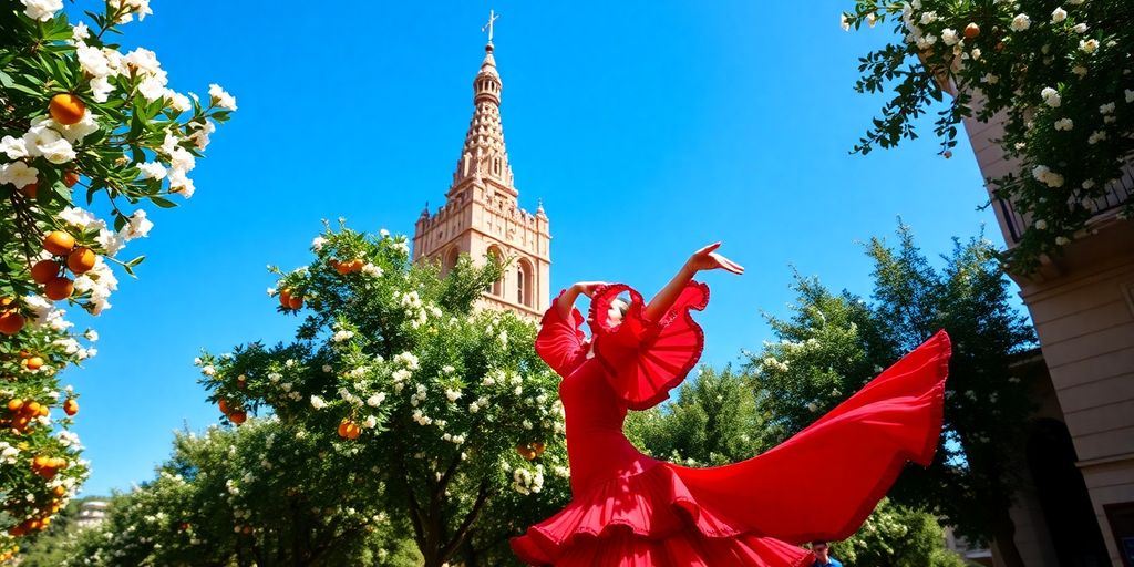 Sevilla: Giralda, naranjos, azahar, flamenco.