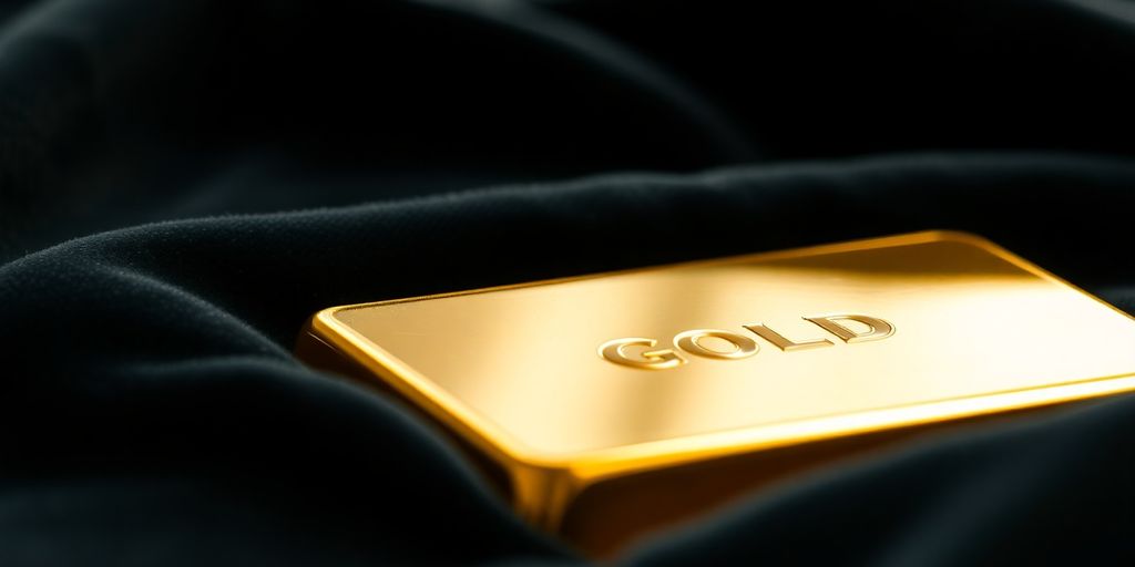 Barre d'or sur un fond velouté sombre.