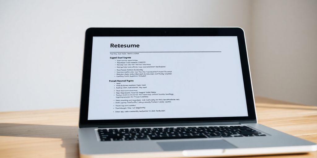 Laptop screen with open resume document