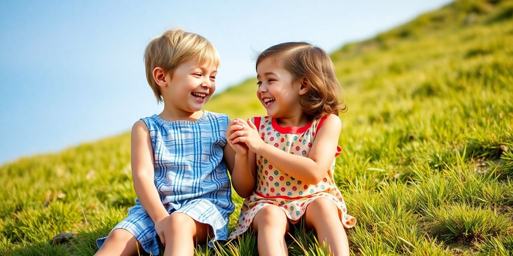 Children happily connecting and playing together outdoors.
