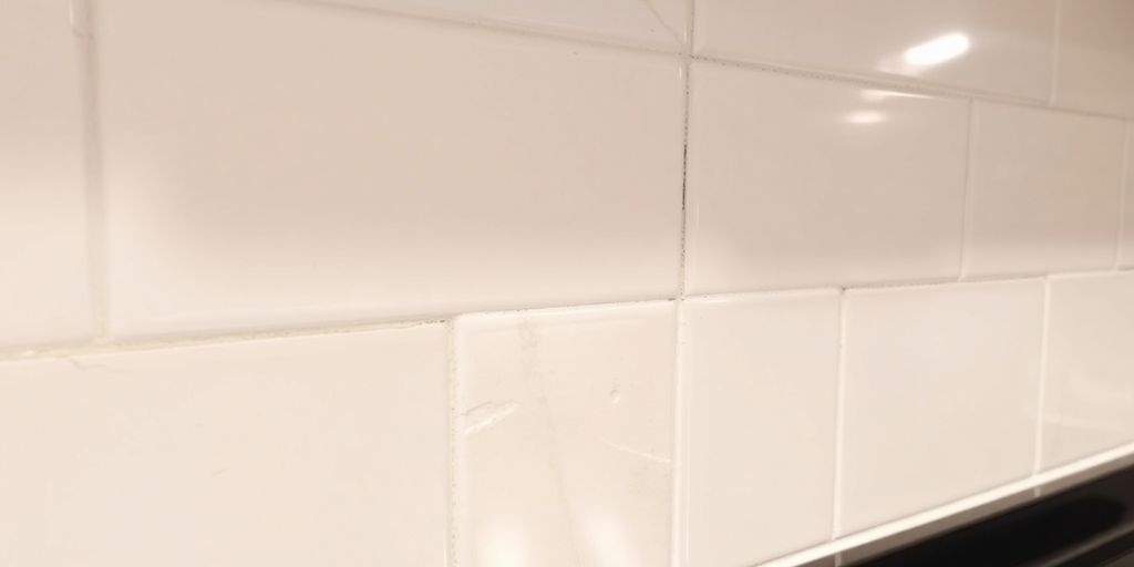 Sealed kitchen backsplash with a smooth, even sealant finish.