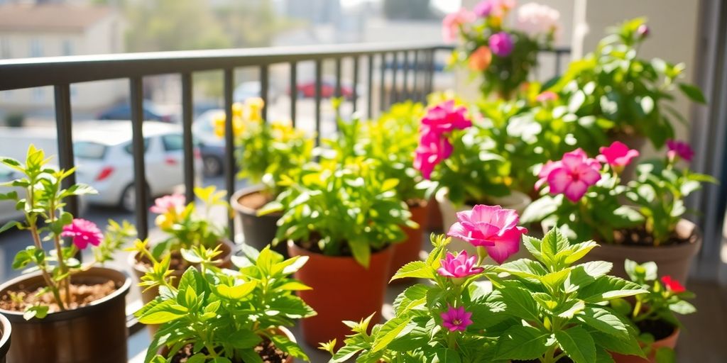 Kleine Terrassenpflanzen auf Balkon oder Garten