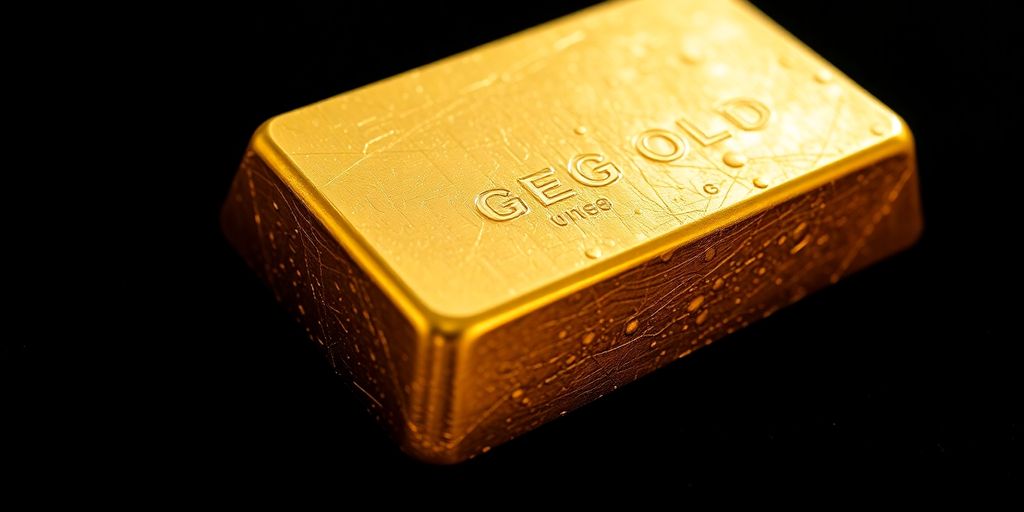 Un lingot d'or sur un fond sombre et élégant.