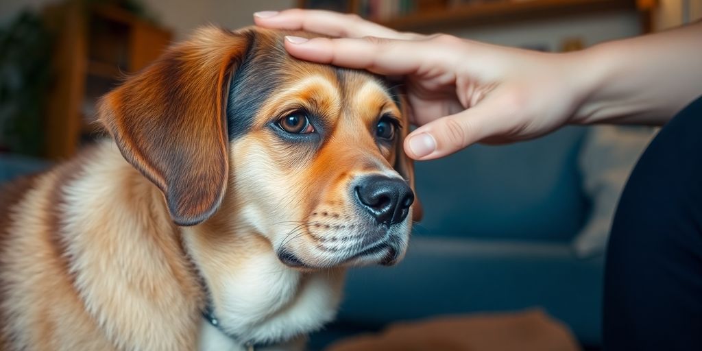 Concerned pet with droopy ears and sad eyes.