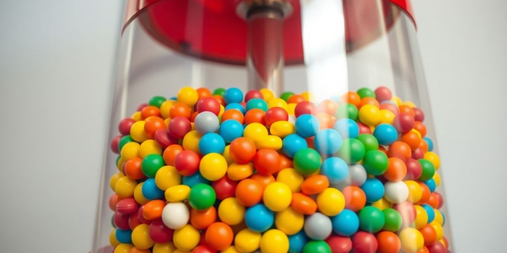 Colorful candy machine with candies inside