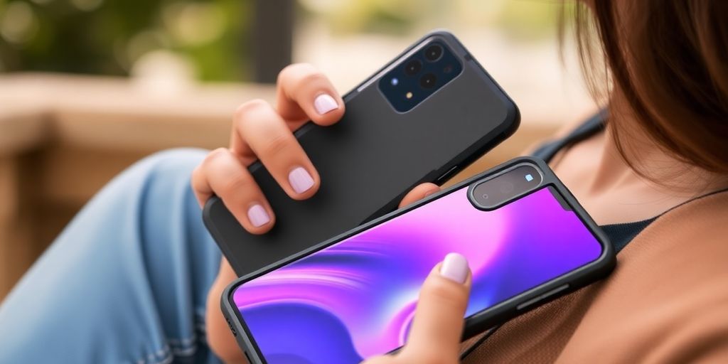 Oppo A9 2020 with stylish protective case.