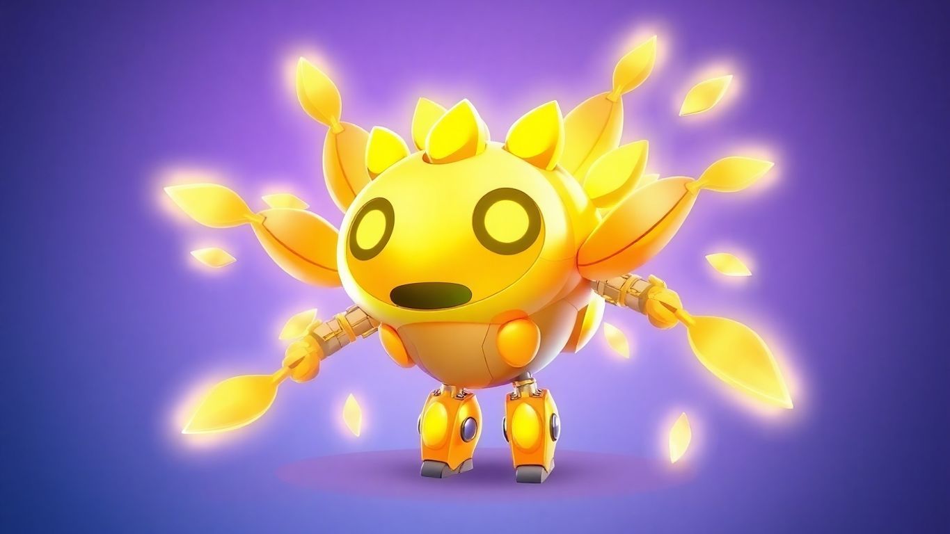 Golden bloom bot icon with glowing aura