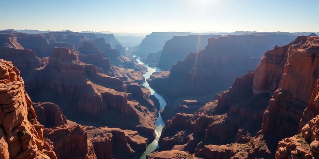 Aerial view of the Bright Angel Trail in Grand Canyon.