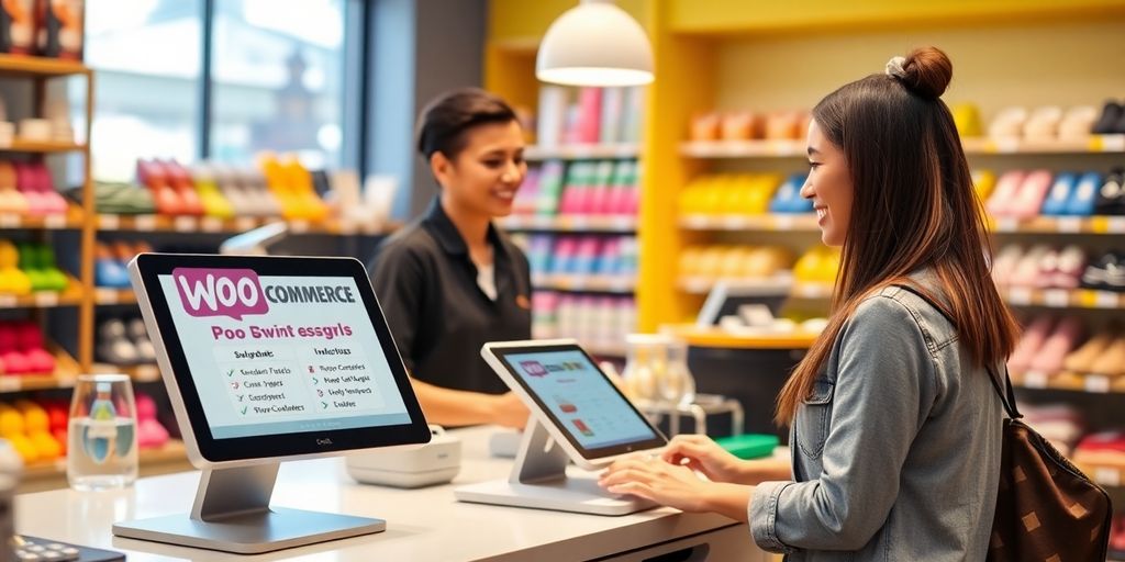 Modern WooCommerce POS setup in a retail store.