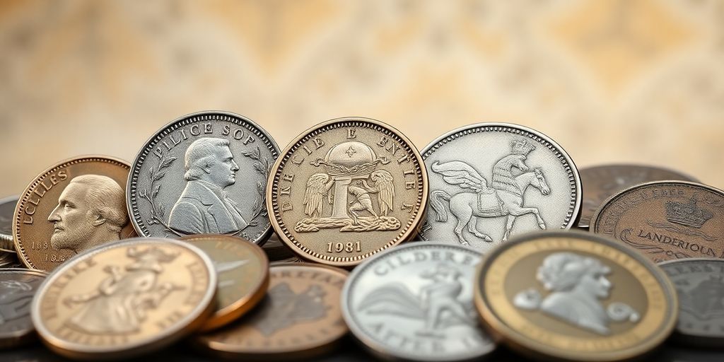 Collection de pièces de monnaie de Napoléon.