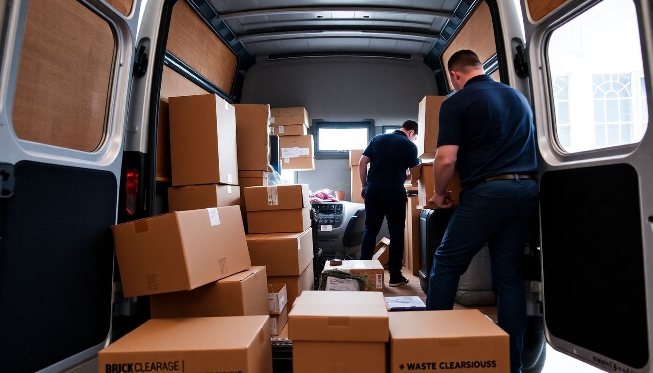Professional team clearing a house in London.