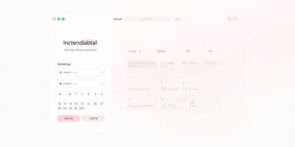 Minimalist pastel scheduling page design with elegant layout.
