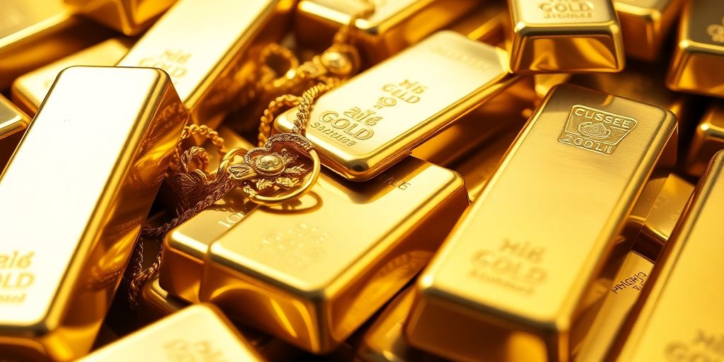 Lingots d'or et bijoux scintillants
