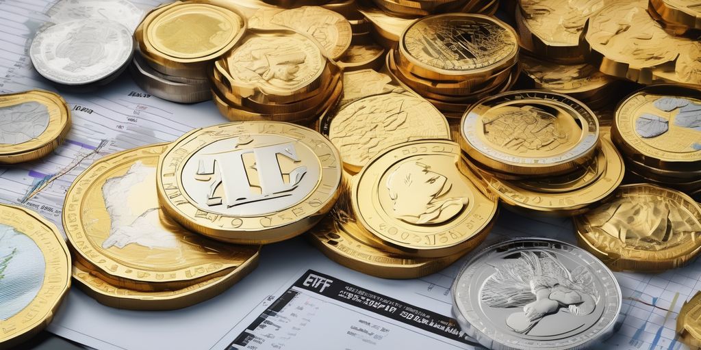 gold and silver ETFs, financial growth, investment advantages, stock market, coins and bars, financial charts