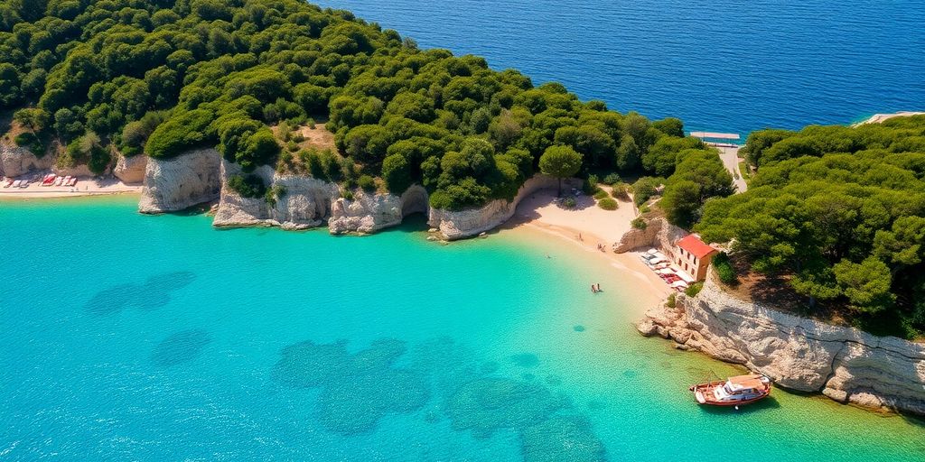 Schöne Strände von Pula mit klarem Wasser und Sand.
