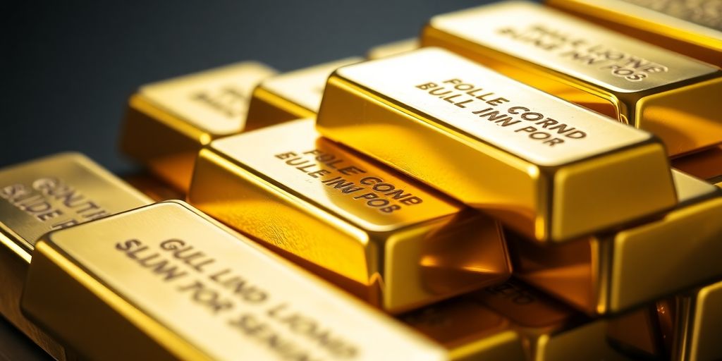 Lingots d'or et d'argent sur un fond sombre.