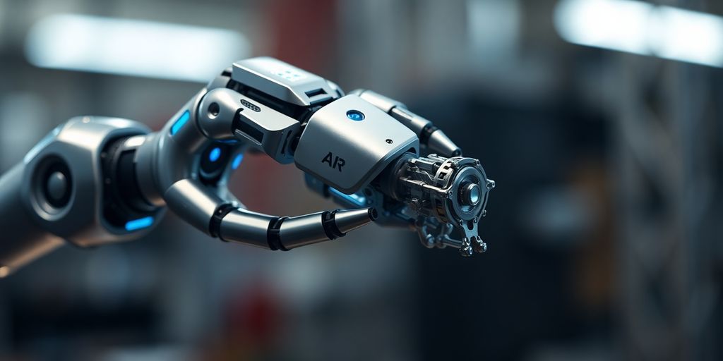 Advanced AI robot arm performing intricate task.