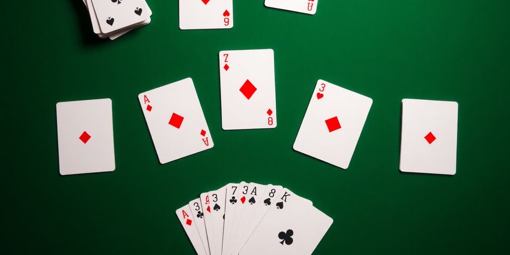 Playing cards arranged on a green felt surface