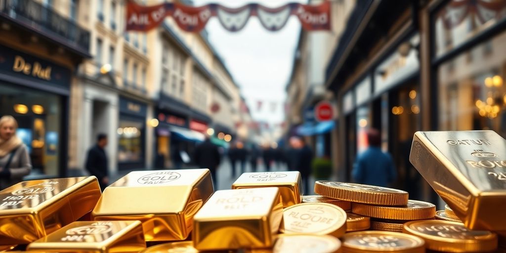 Des lingots et pièces d'or brillants.