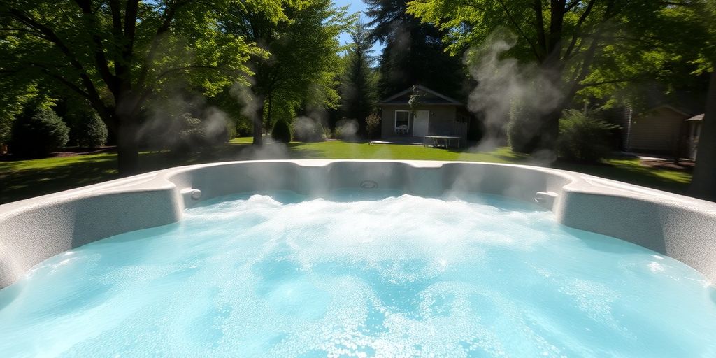 Hot tub setup in a backyard