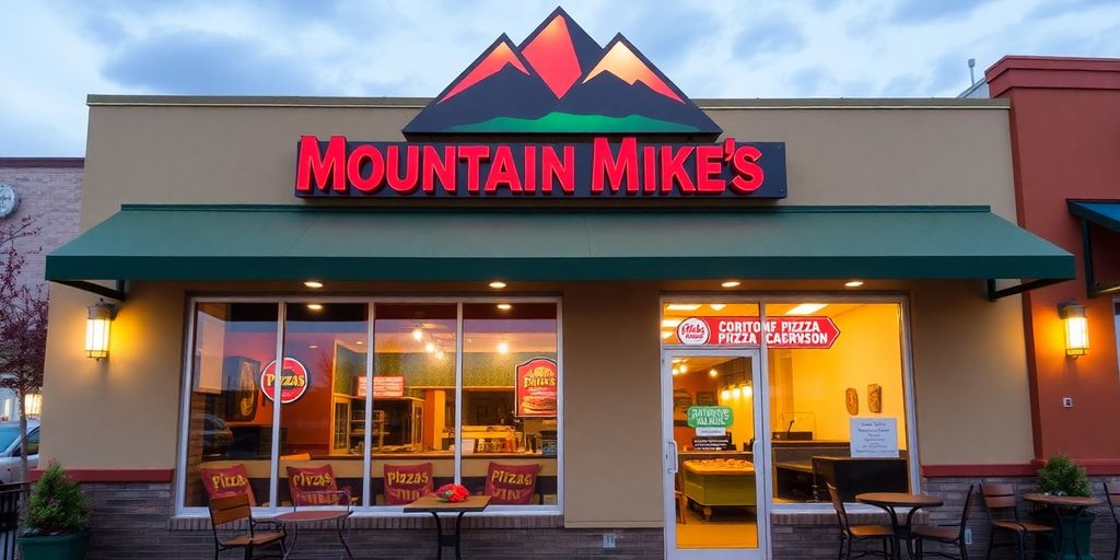 Exterior view of a Mountain Mike's Pizza restaurant.