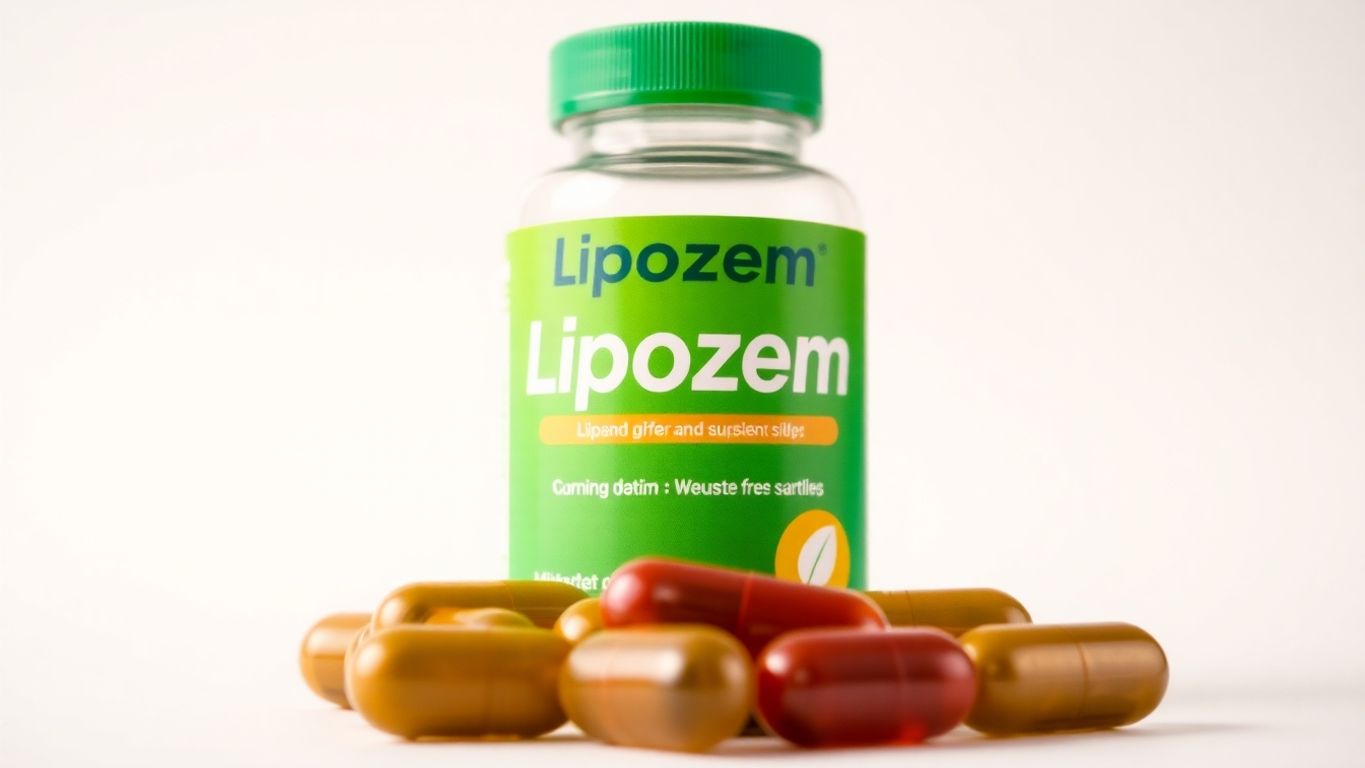 Close-up of Lipozem capsules in vibrant packaging.