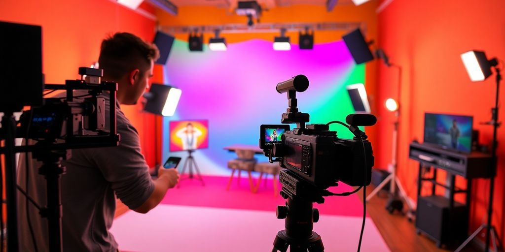 Criador de conteúdo gravando vídeo para o YouTube.