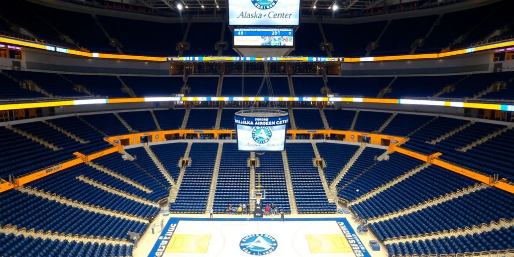 Interior view of Alaska Airlines Center arena seating arrangement.