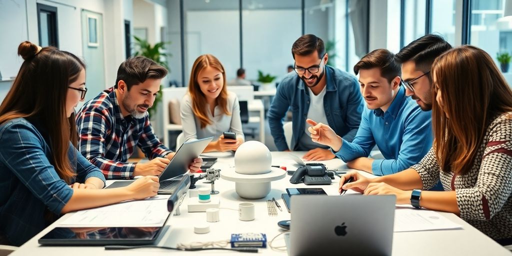 Team collaboration in a modern office setting.