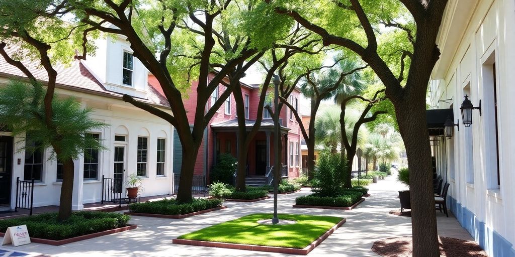 Arquitetura charmosa de Thornton Park, Orlando.