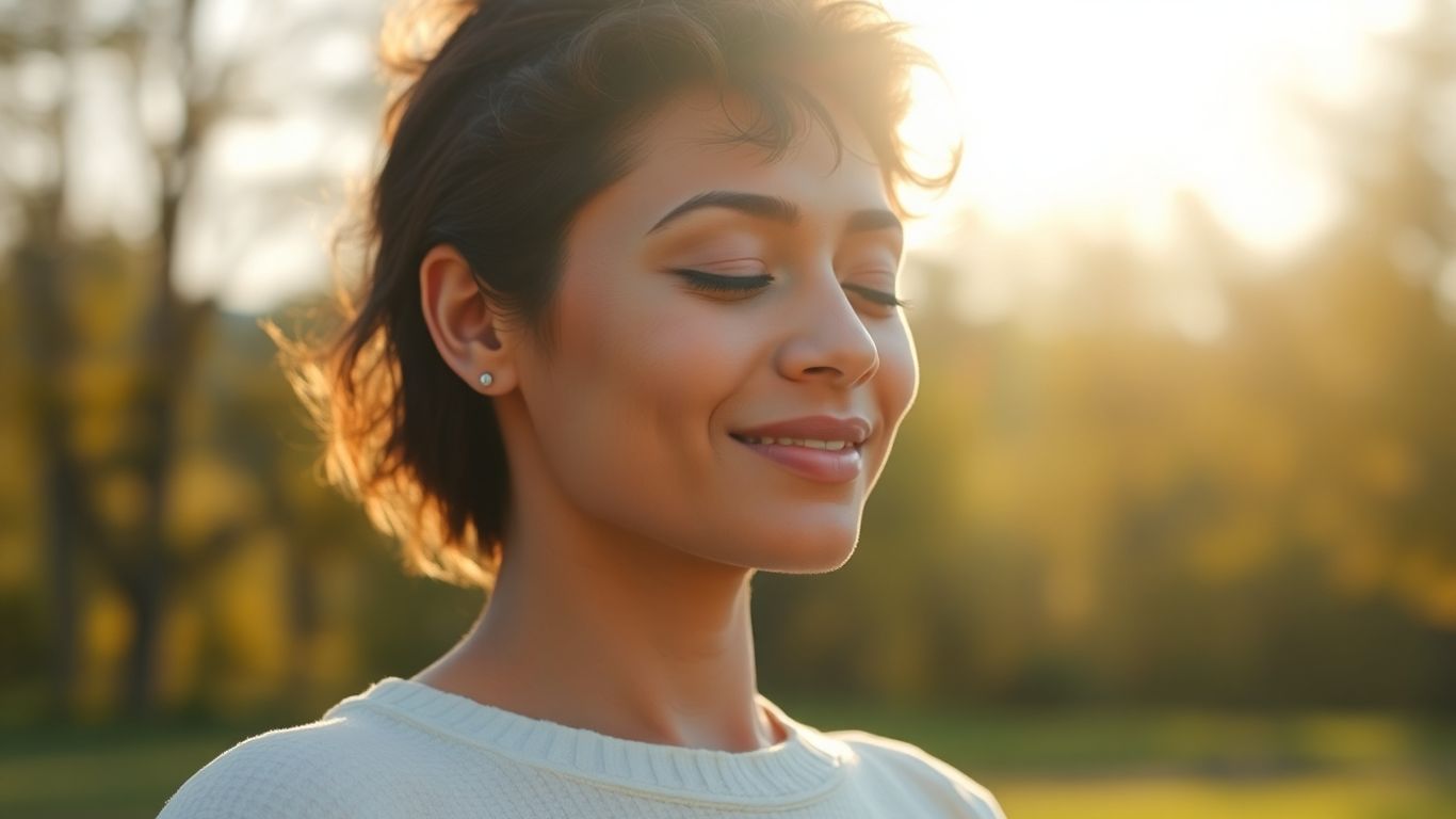 Person meditating peacefully in nature