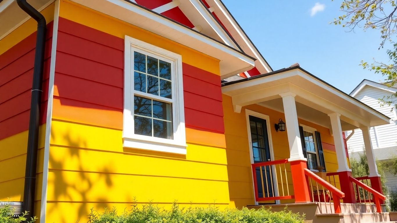 Professionally painted house exterior with vibrant colors and smooth finish.