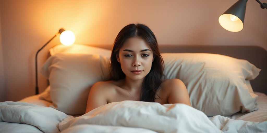 Soft lighting, cozy bed, serene sleep.