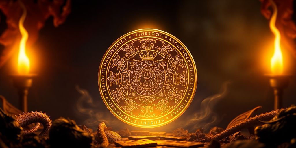 Pièce d'or des civilisations anciennes avec motifs mythologiques.
