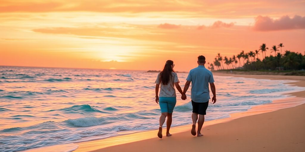 Couple enjoying Cabo San Lucas beach sunset