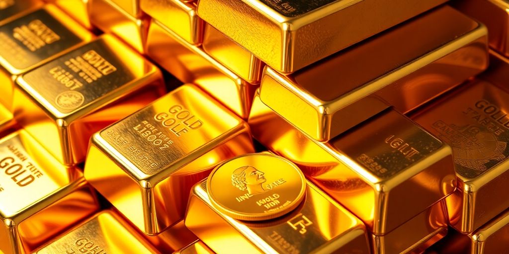 Lingots d'or brillants et pièces d'or anciennes.
