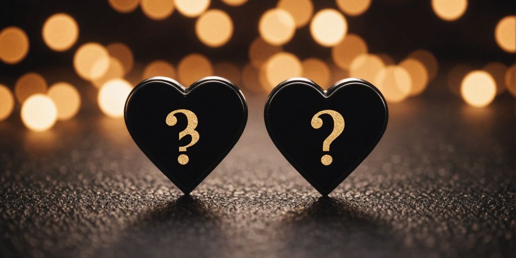 Three hearts with a question mark in the middle